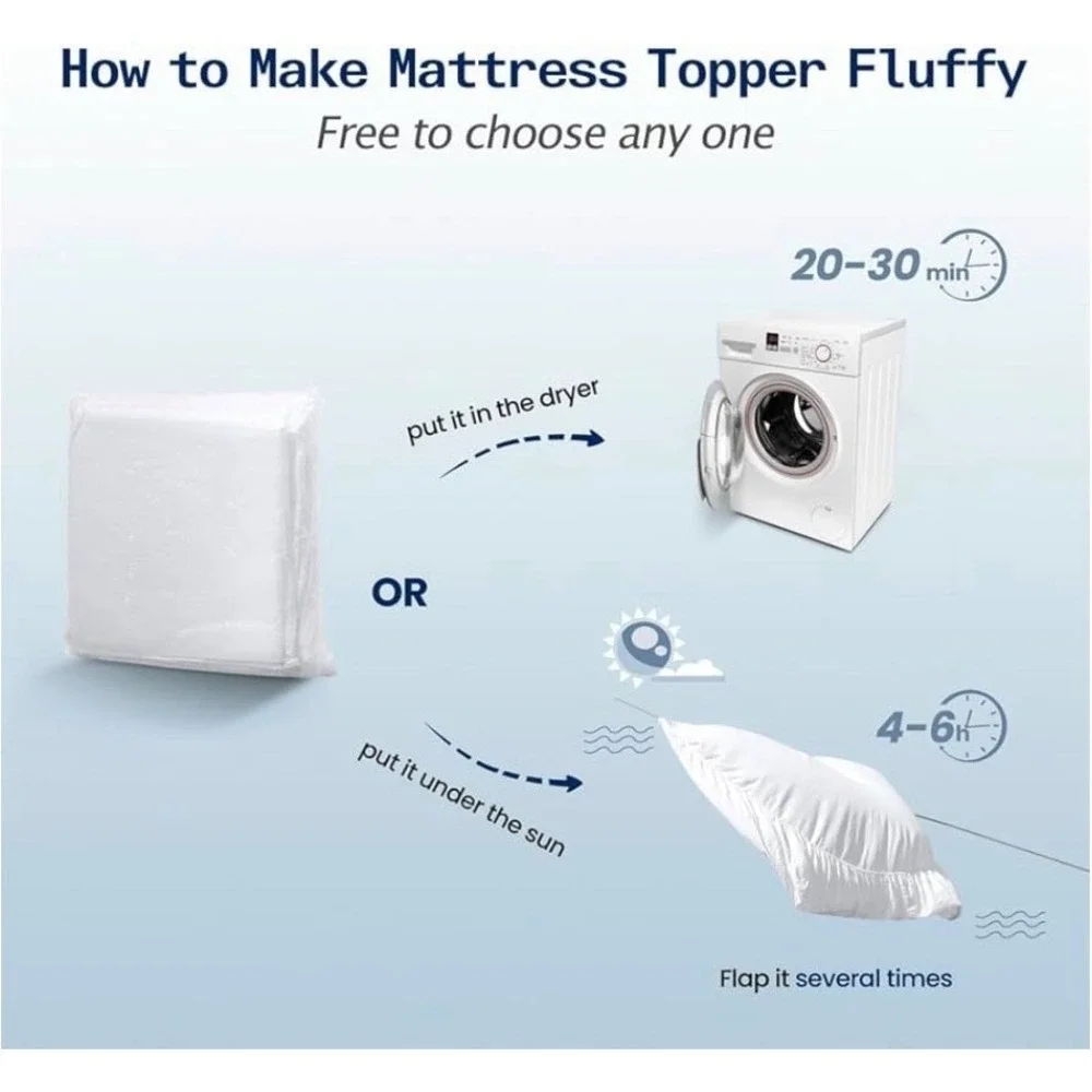 Eiayeebil Twin XL Extra Thick Mattress Topper Deep Pocket Down Alternative White